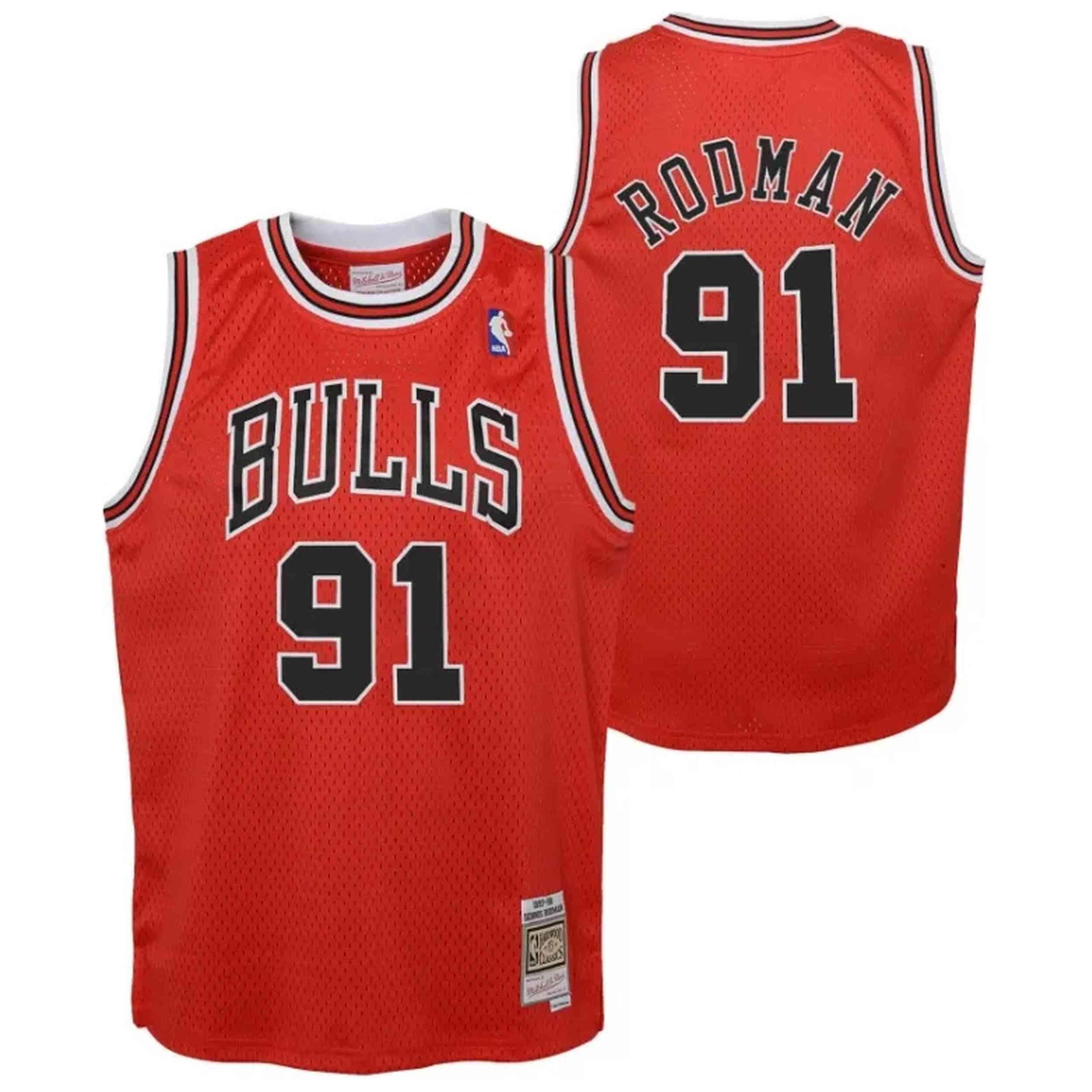 Maillot de basket Mitchell & ness modèle EN2B7BRD0-BULDR pour unisexe enfants 3/3