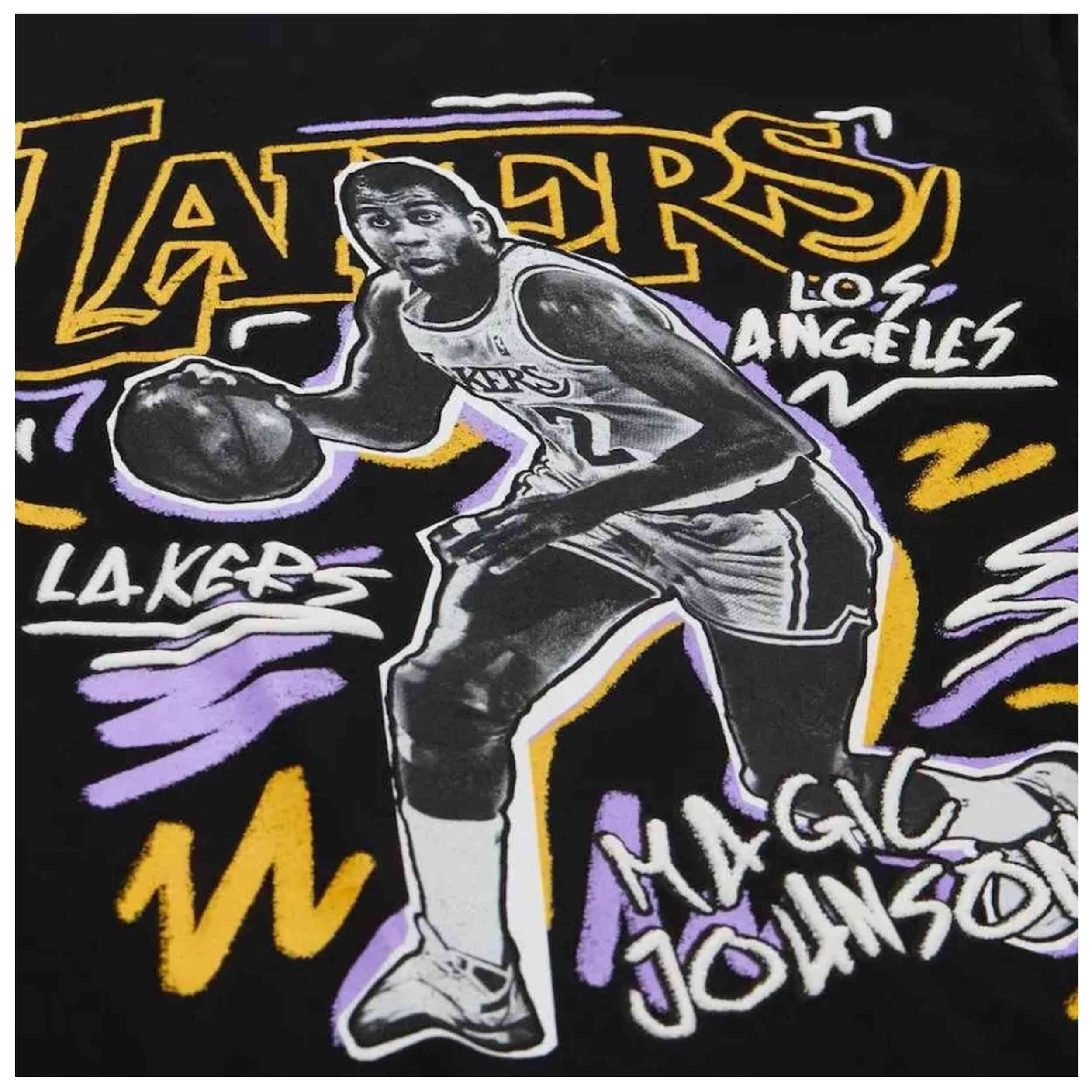 T-shirt Mitchell & ness modèle TP10221-LALBLCK pour unisexe 3/4