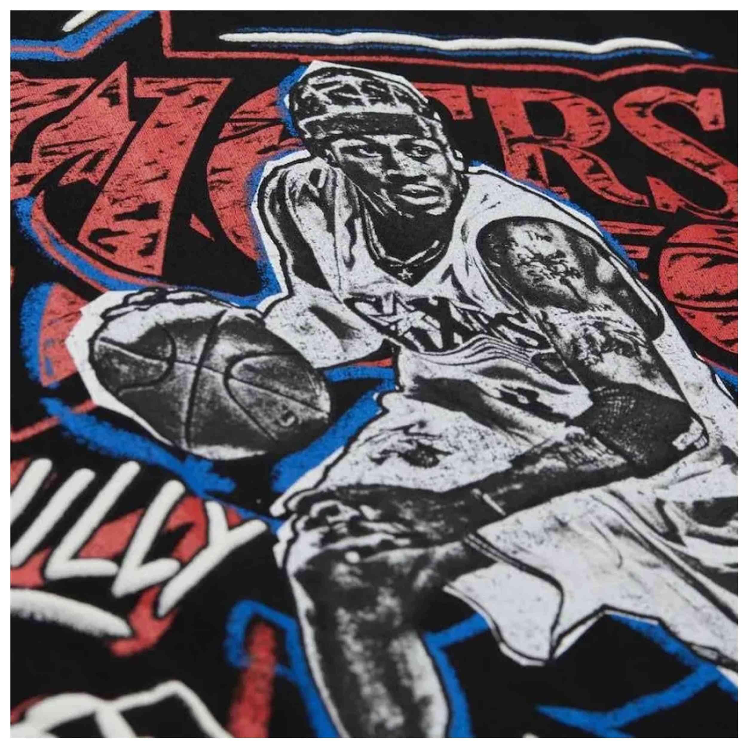 T-shirt Mitchell & ness modèle TP10221-P76BLCK pour unisexe 2/4