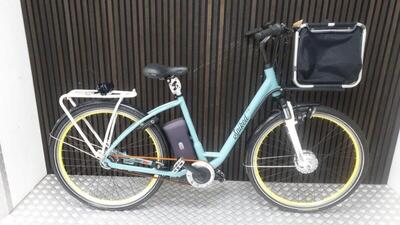 Comfort tweedehands e-bike, 50 cm, 258 wh, shimano nexus 8-speed, blauw.