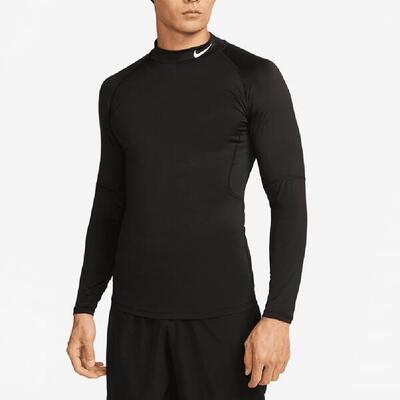 Maglietta da golf Nike Np Df Tight Ls Mock da uomo nera