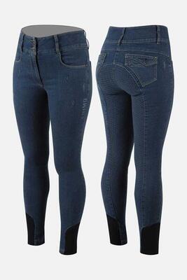 Animo dames nigeria full grip jeans rijbroek blauw -