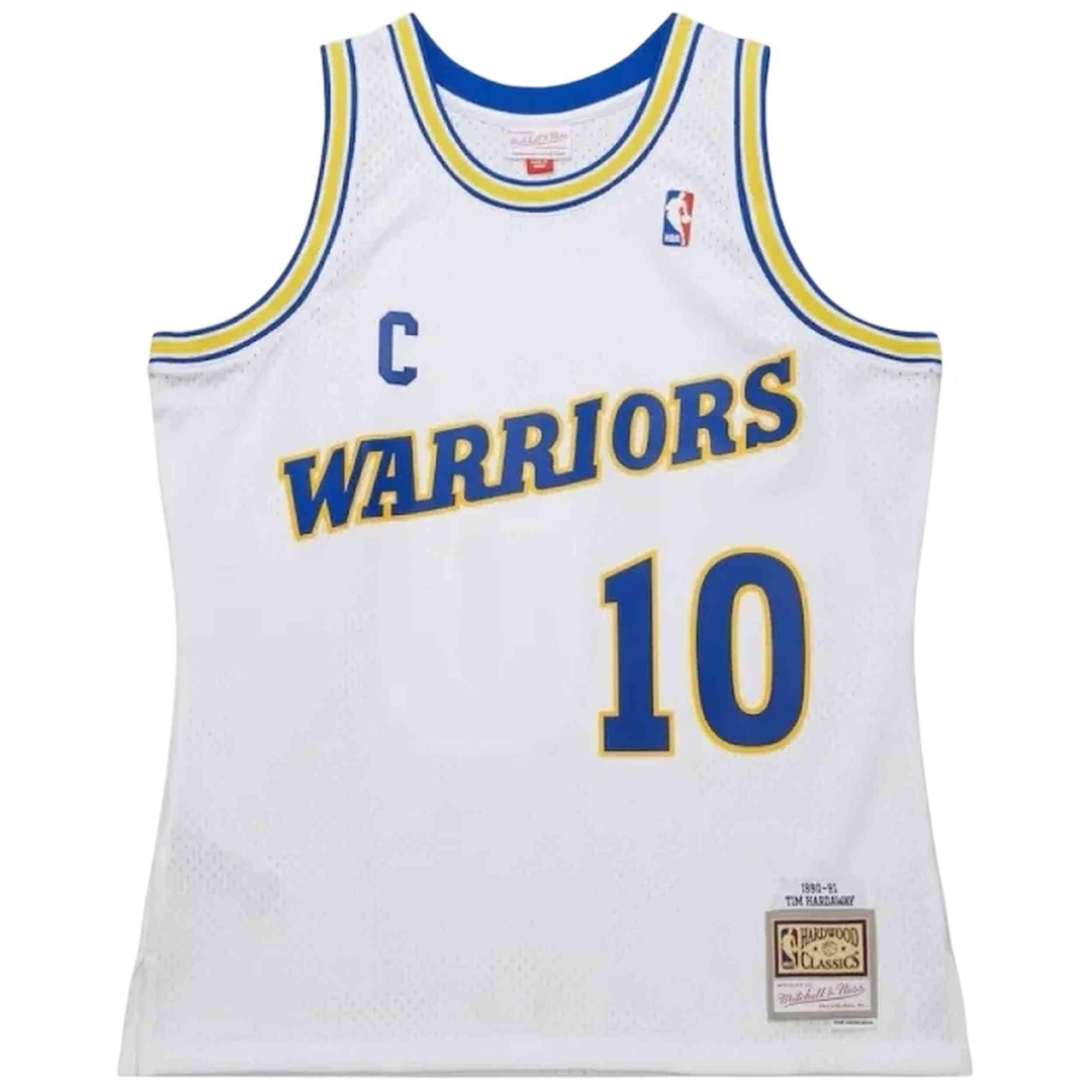 Maillot de basket Mitchell & ness modèle JY10739-GSWWHIT pour unisexe 1/3