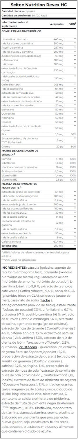 Revex HC - 120 Mega Cápsulas Scitec Nutrition 4/5