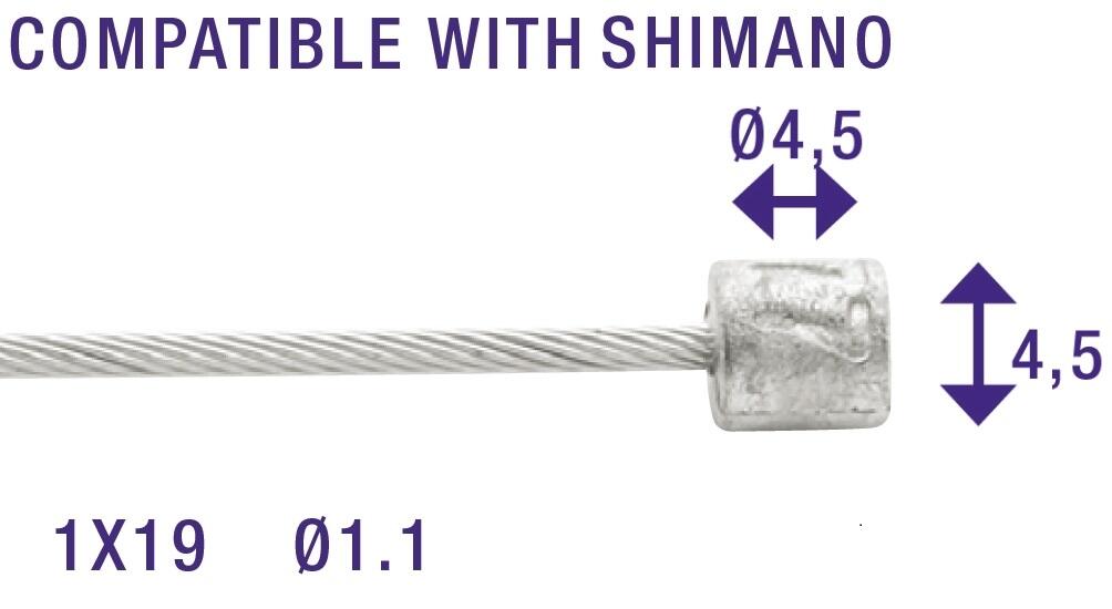 Câbles de transmission 1x19 fils inox Ø1,1mm avec tête N Ø4,5x4 Elvedes (x100) 5/6