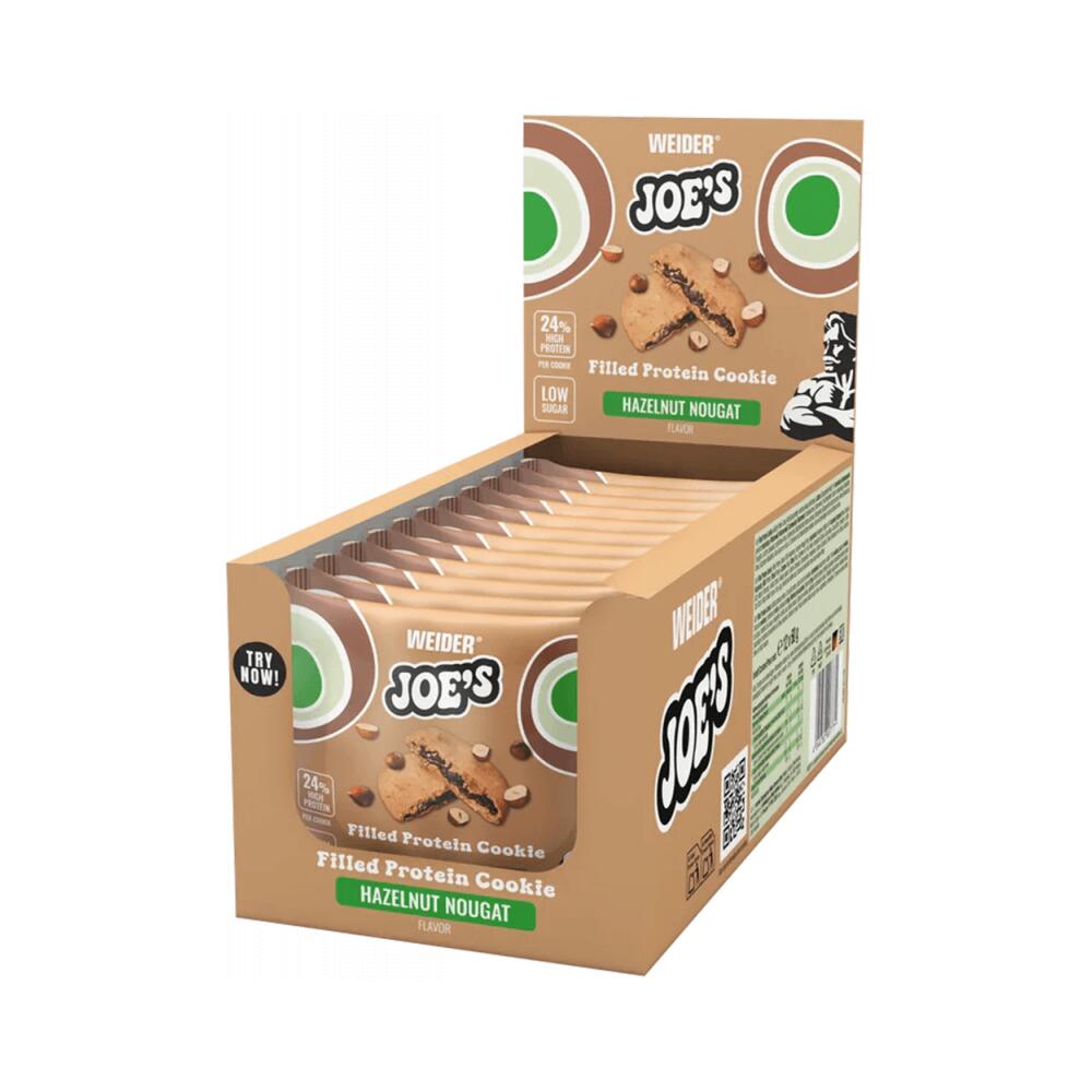 Weider - Weider Joe's Filled Protein Cookie (12x60g) Hazelnut Nougat - Barre Chocolatée - Decathlon