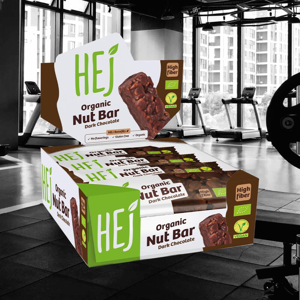 HEJ Natural Organic Nut Bar (12x40g) Dark Chocolate - Barre 2/3