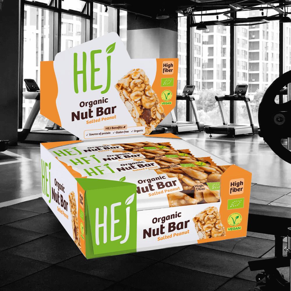 HEJ Natural Organic Nut Bar (12x40g) Salted Peanut - Barres 2/3