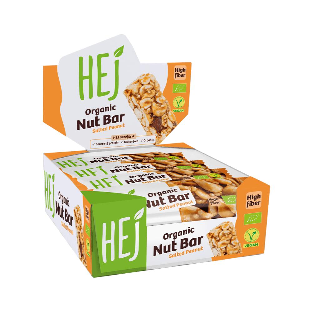 Hej - Hej Natural Organic Nut Bar (12x40g) Salted Peanut - Barres - Barre Céréales - Decathlon