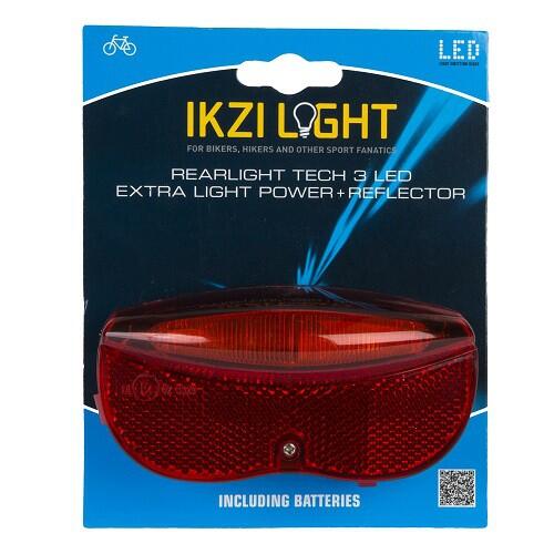 feu arrière 3 LEDs batterie 6 x 11,5 cm noir/rouge