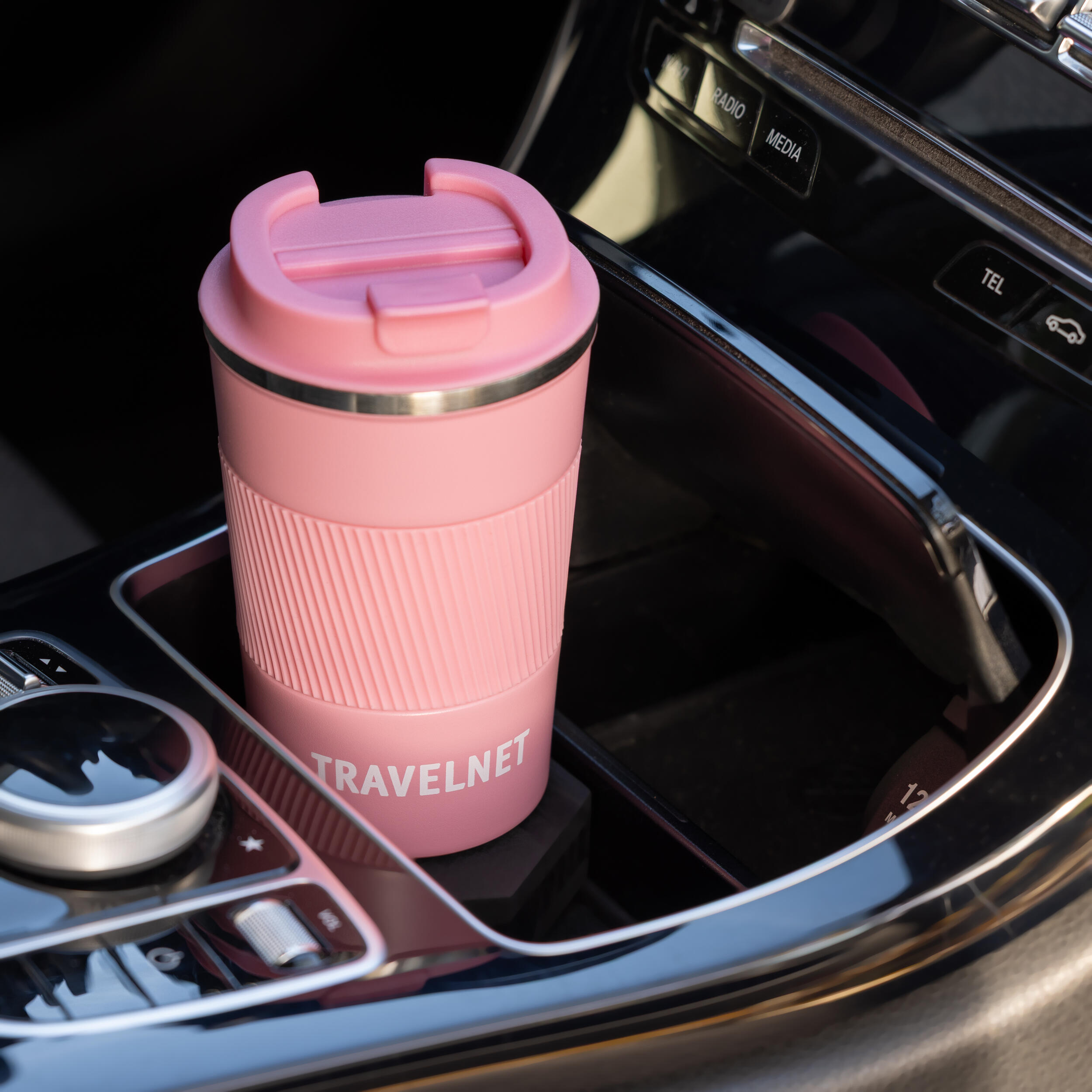 ERBO Tazza da caffè to go, tazza termica in acciaio inox, a prova di perdite, con coperchio, per il viaggio, ecologica, (bianco + nero) 380 ml