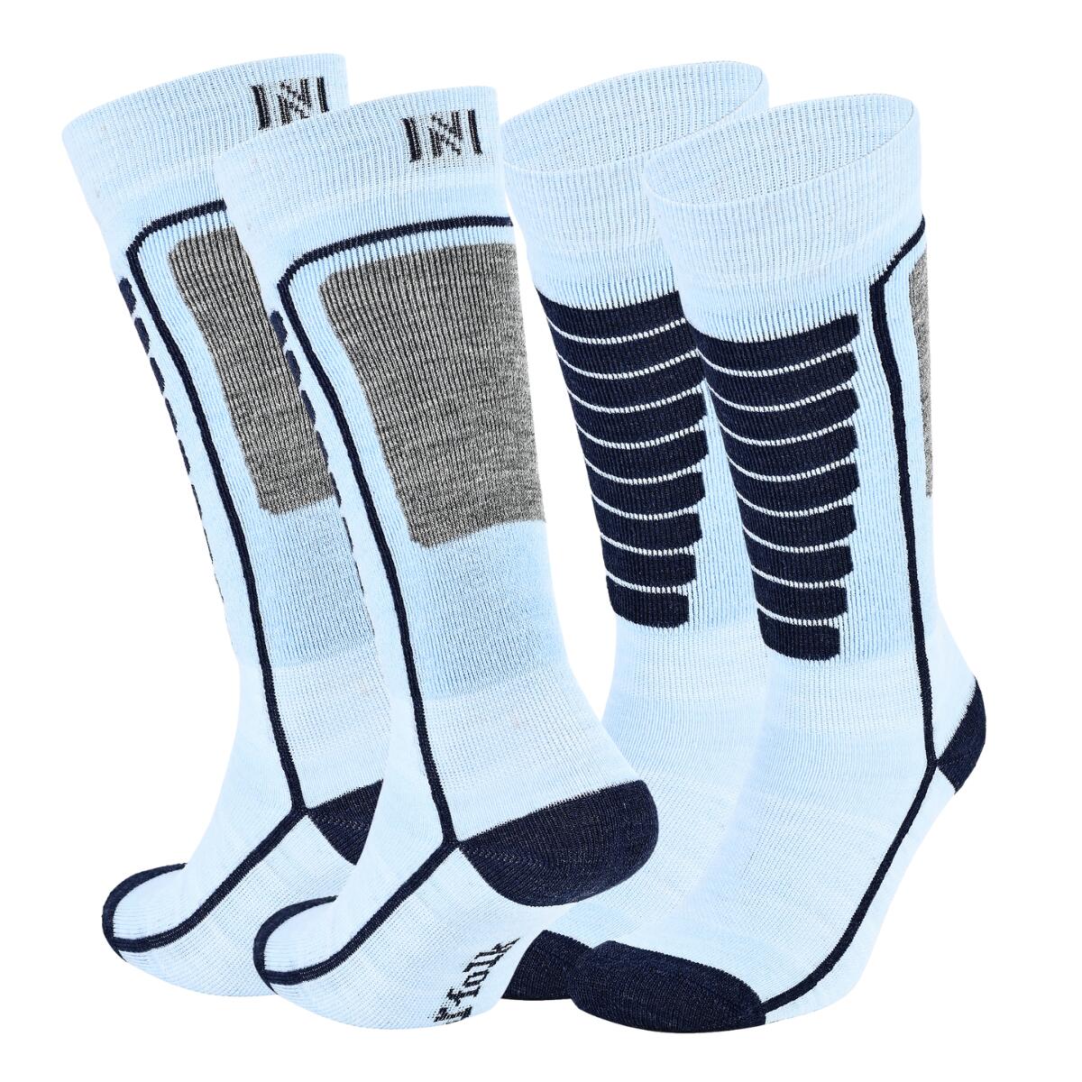 Norfolk - 2 Paires De Chaussettes De Ski Mérinos Enfant - Courchevel - Chaussettes - Bleu|gris - 35/38 - Decathlon