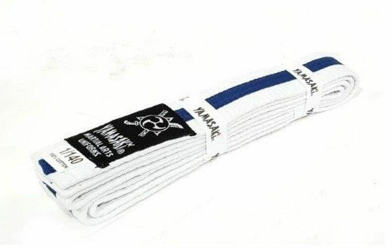 Yamasaki White Martial Arts Belts (w/ Coloured Stripe)