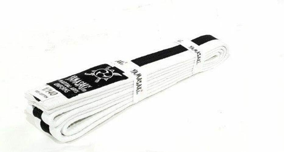 Yamasaki White Martial Arts Belts (w/ Coloured Stripe)
