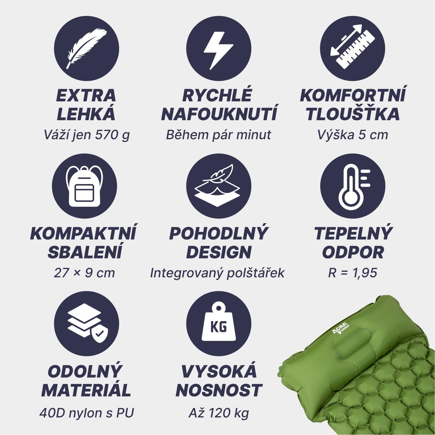 Nafukovací karimatka s polštářkem L140CL 3/7