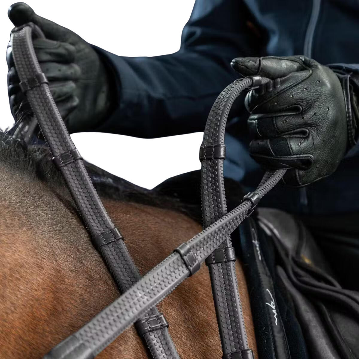 Rubber teugels voor paard met 7 eindstukken Dy'on 1/2" 2/2