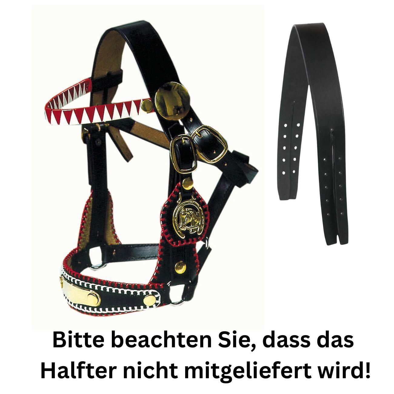 Leder Kopfstück für Zierhalfter Prunkhalfter Showzaum Fahrhalfter schwarz 2/4