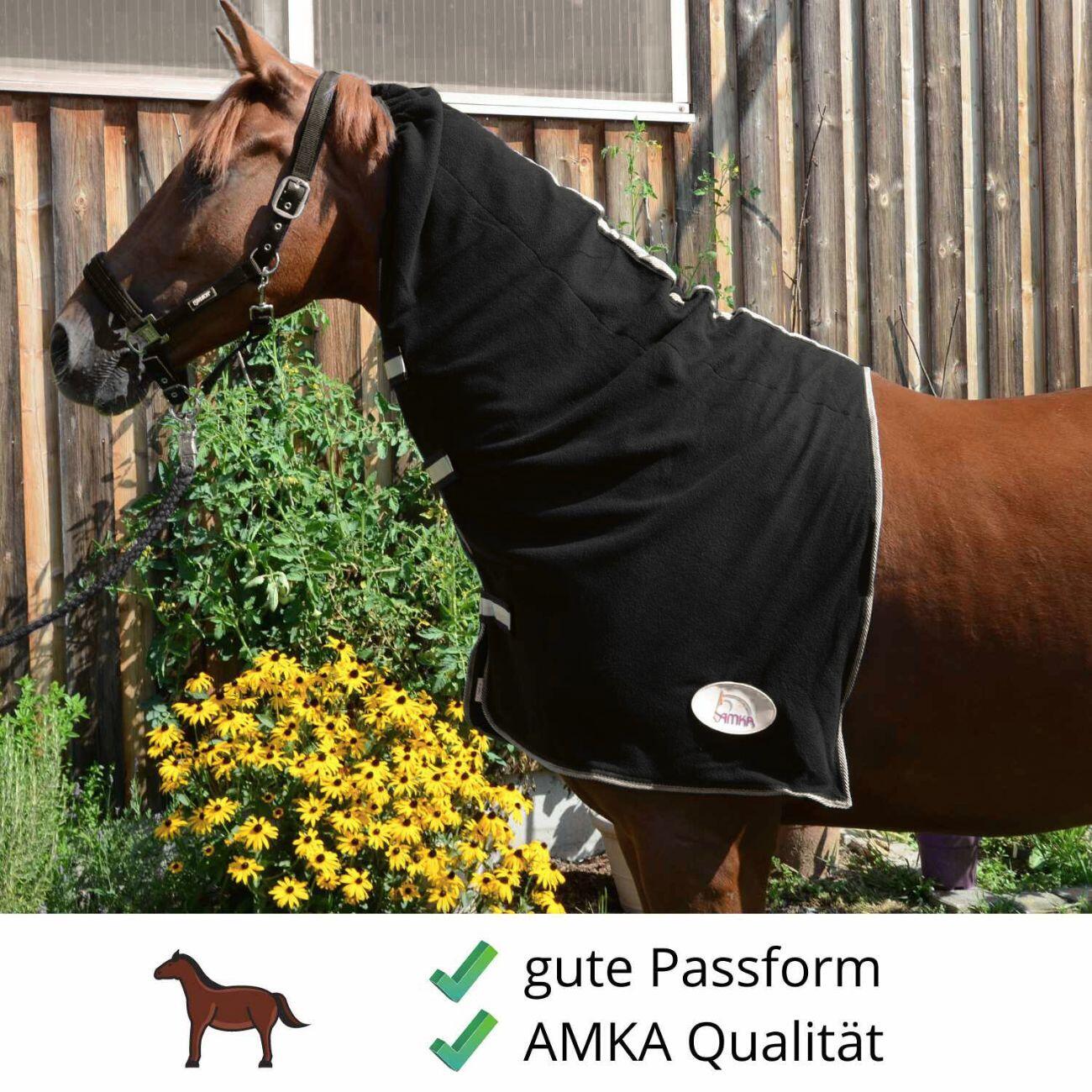 AMKA Pferde Fleece Halsdecke Halsteil Visby Gr.Warmblut in schwarz 2/4