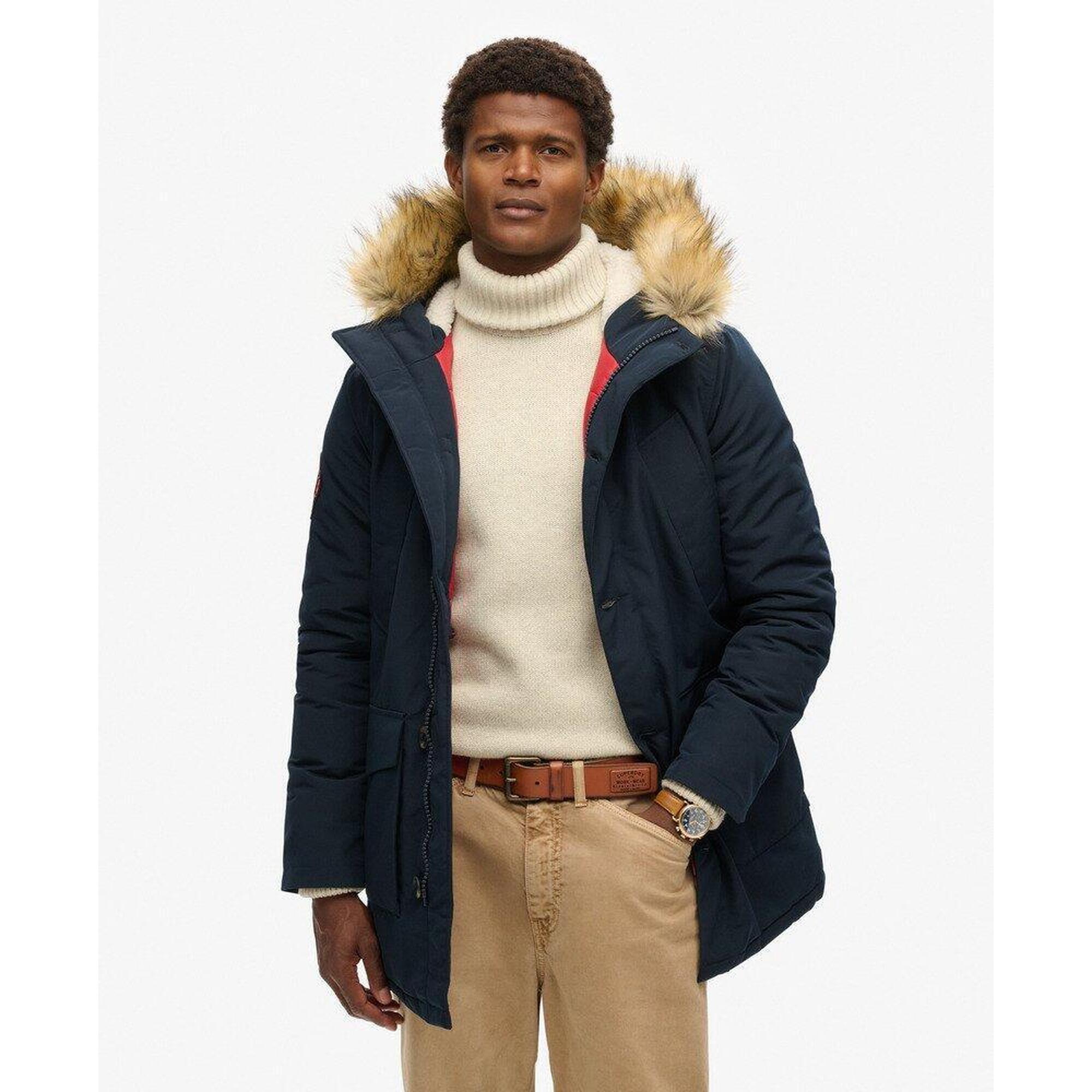 Superdry - Manteau Parka Everest - Maillot Manches Longues - Bleu - Decathlon