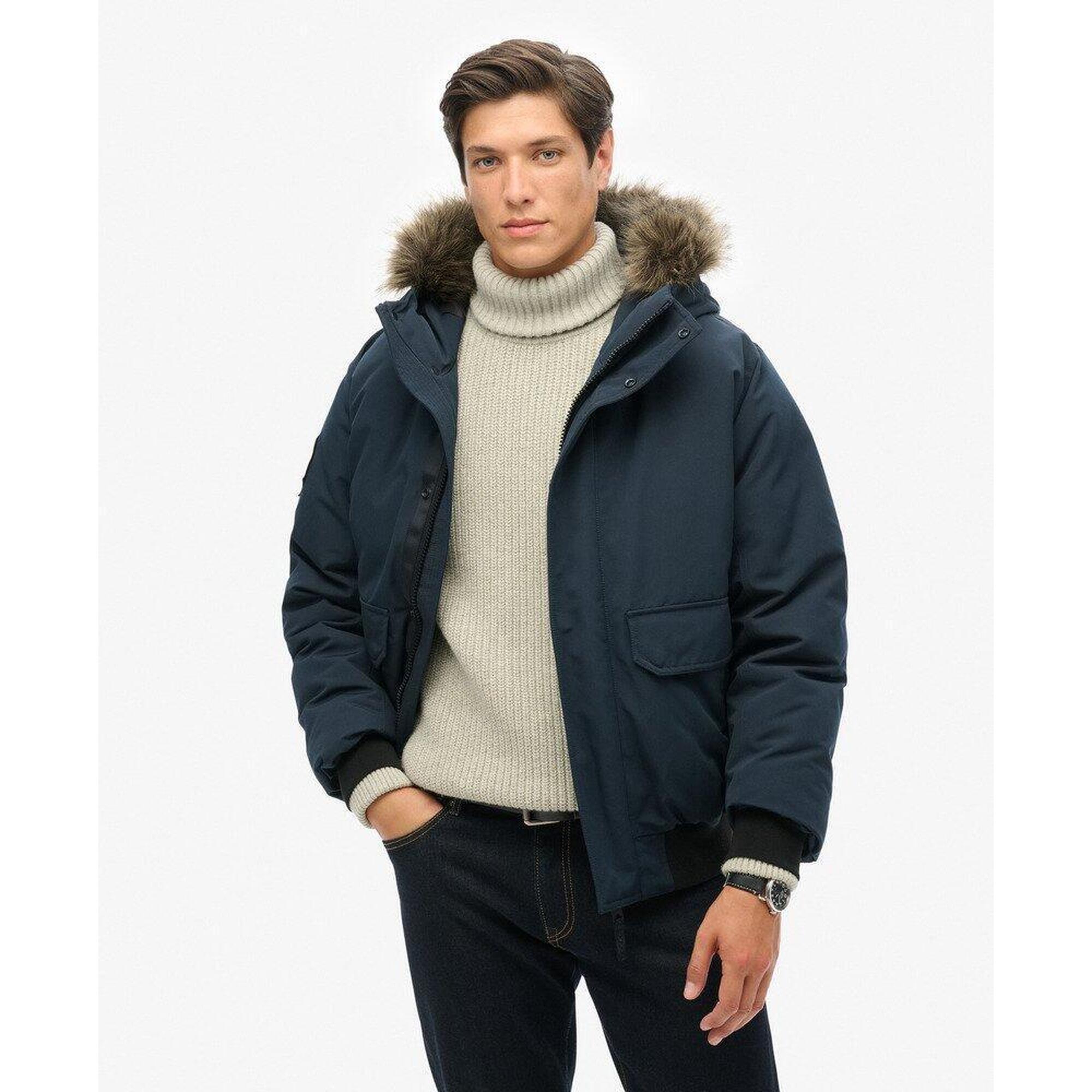 Superdry - Veste Bomber En Fausse Fourrure Everest - Maillot Manches Longues - Bleu - Decathlon