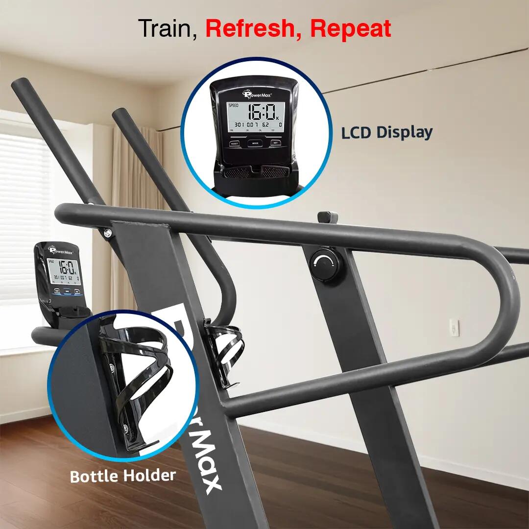 PowerMax Fitness TMC-2500 Non-Motorised Commercial Curve Treadmill for Home, Gym Club, Hotel, Luxury Villa, Fitness Training Use with Elastic Shock Absorption -  3