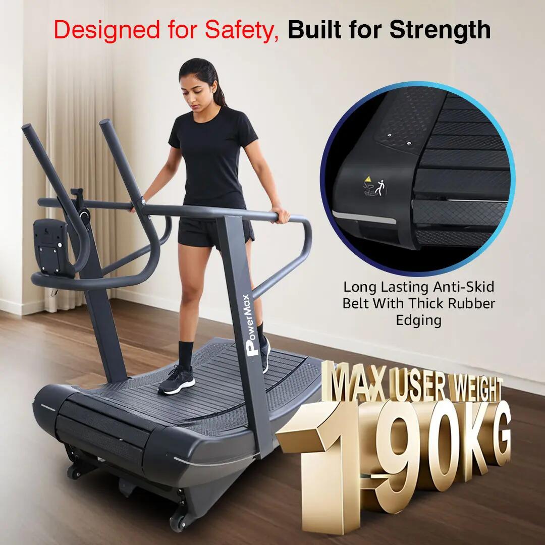 PowerMax Fitness TMC-2500 Non-Motorised Commercial Curve Treadmill for Home, Gym Club, Hotel, Luxury Villa, Fitness Training Use with Elastic Shock Absorption -  4