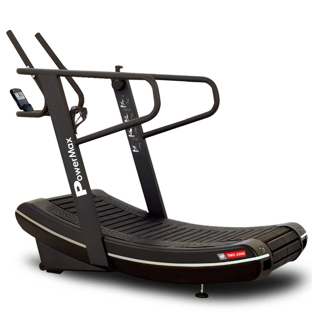 PowerMax Fitness TMC-2500 Non-Motorised Commercial Curve Treadmill for Home, Gym Club, Hotel, Luxury Villa, Fitness Training Use with Elastic Shock Absorption