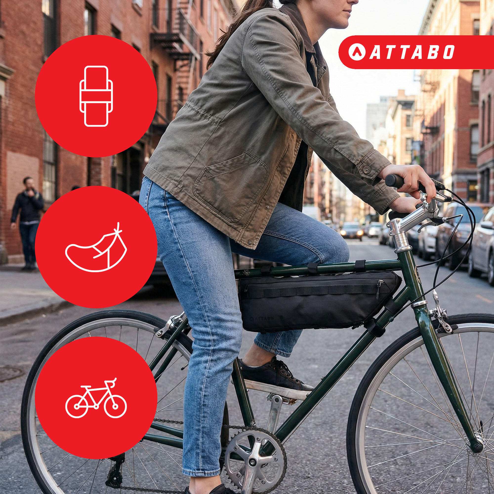 Bolsa de bicicleta para cuadro ATTABO Underra L 4 l negro 4 l 3/6