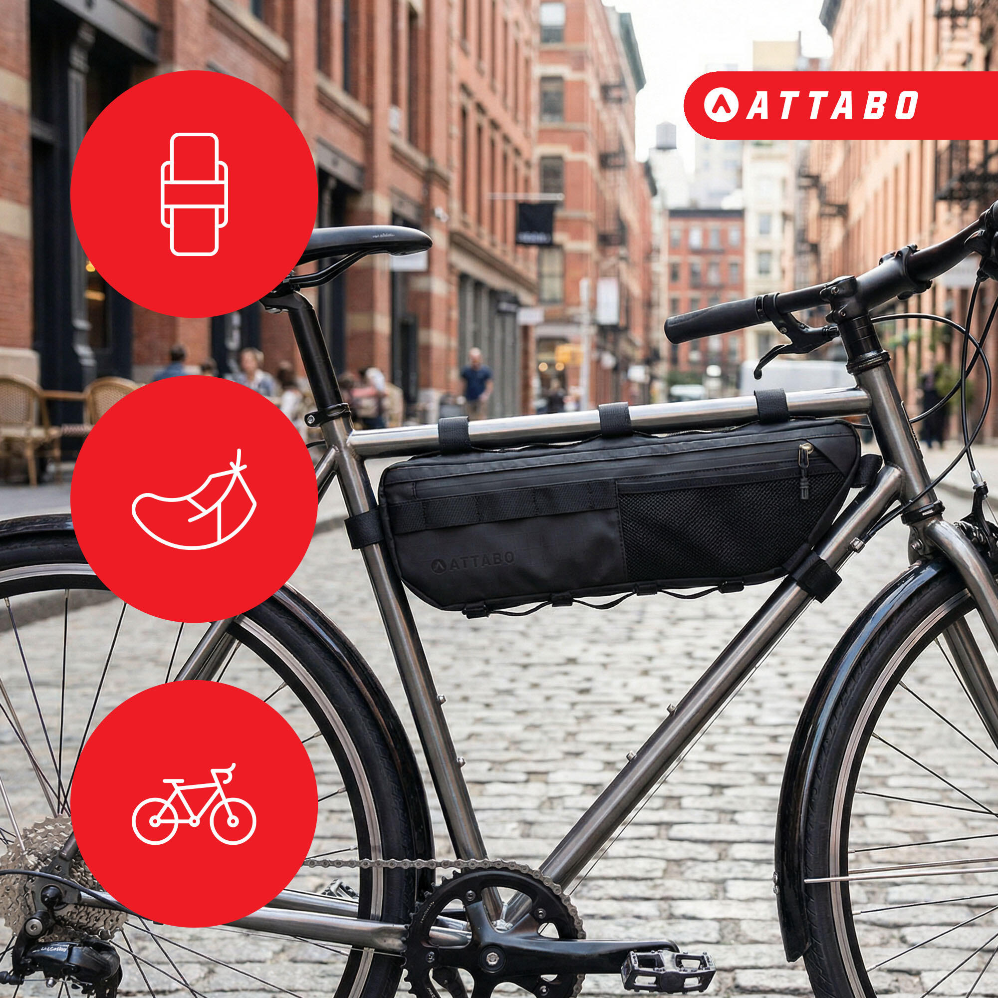 Bolsa de bicicleta para quadro ATTABO Underra M 3,5 l preta 3,5 l 3/6