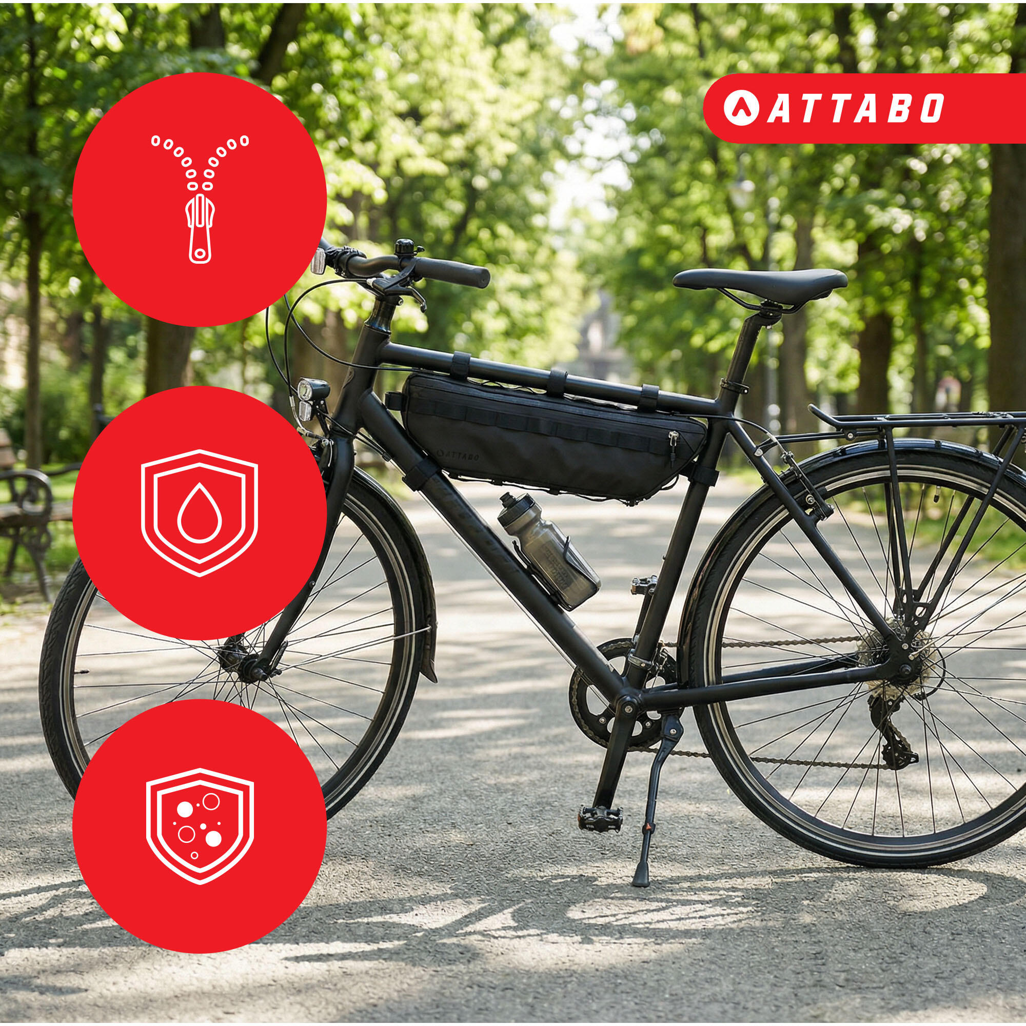 Bolsa de bicicleta para cuadro ATTABO Underra L 4 l negro 4 l 2/6