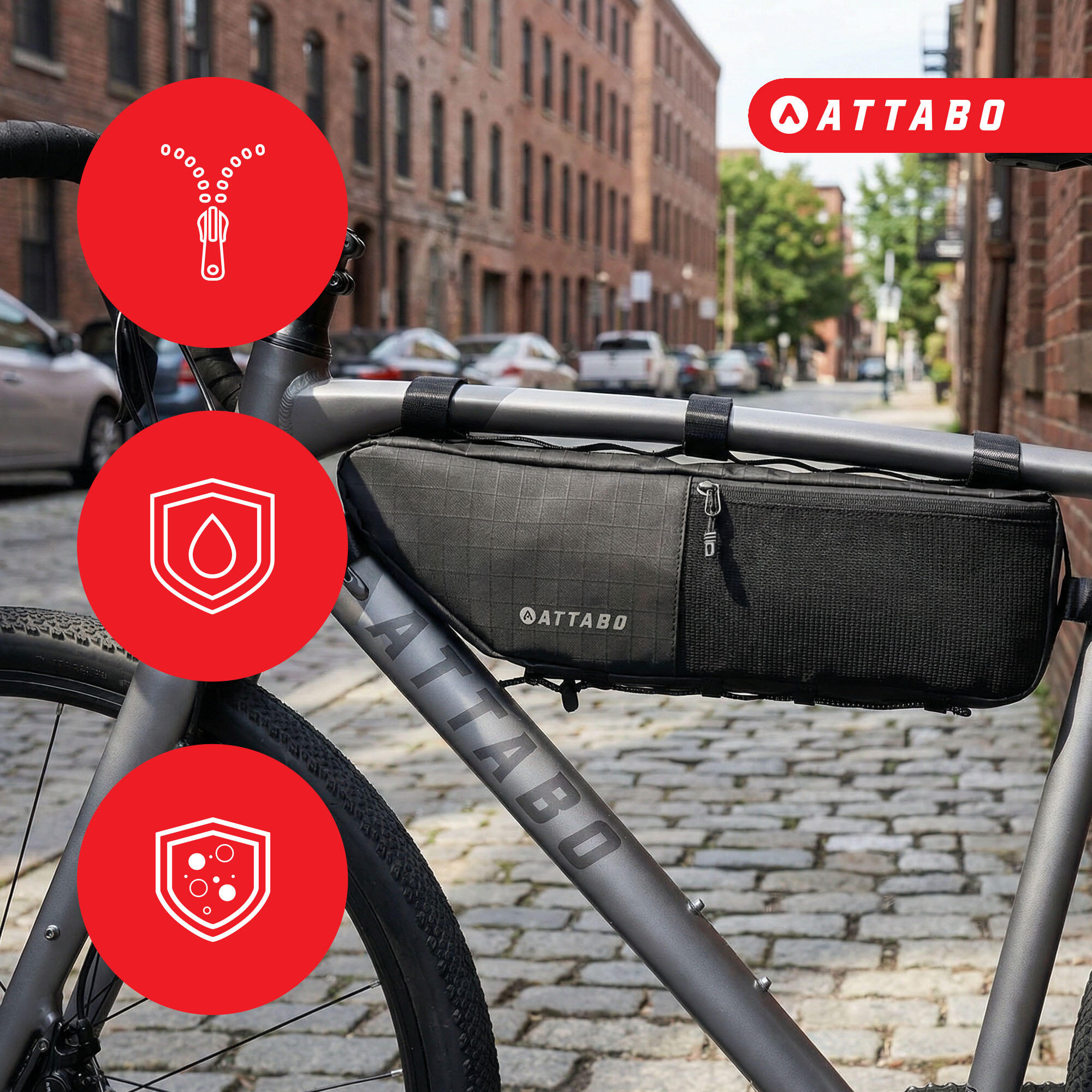 Bolsa de bicicleta para quadro ATTABO Underra M 3,5 l preta 3,5 l 2/6