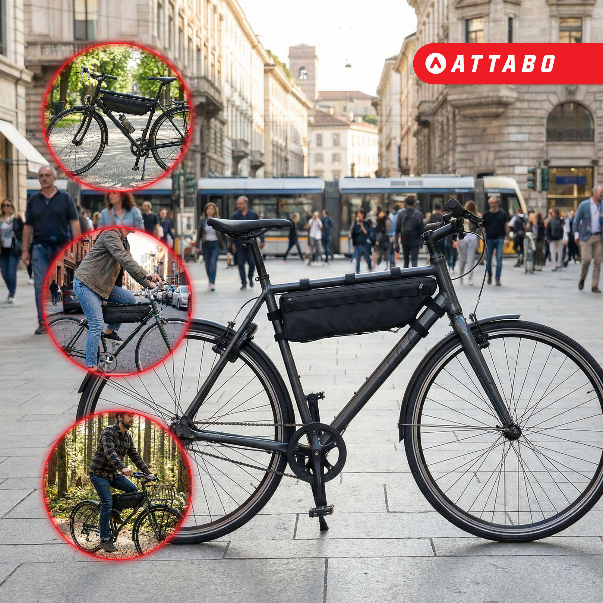 Bolsa de bicicleta para cuadro ATTABO Underra L 4 l negro 4 l 5/6