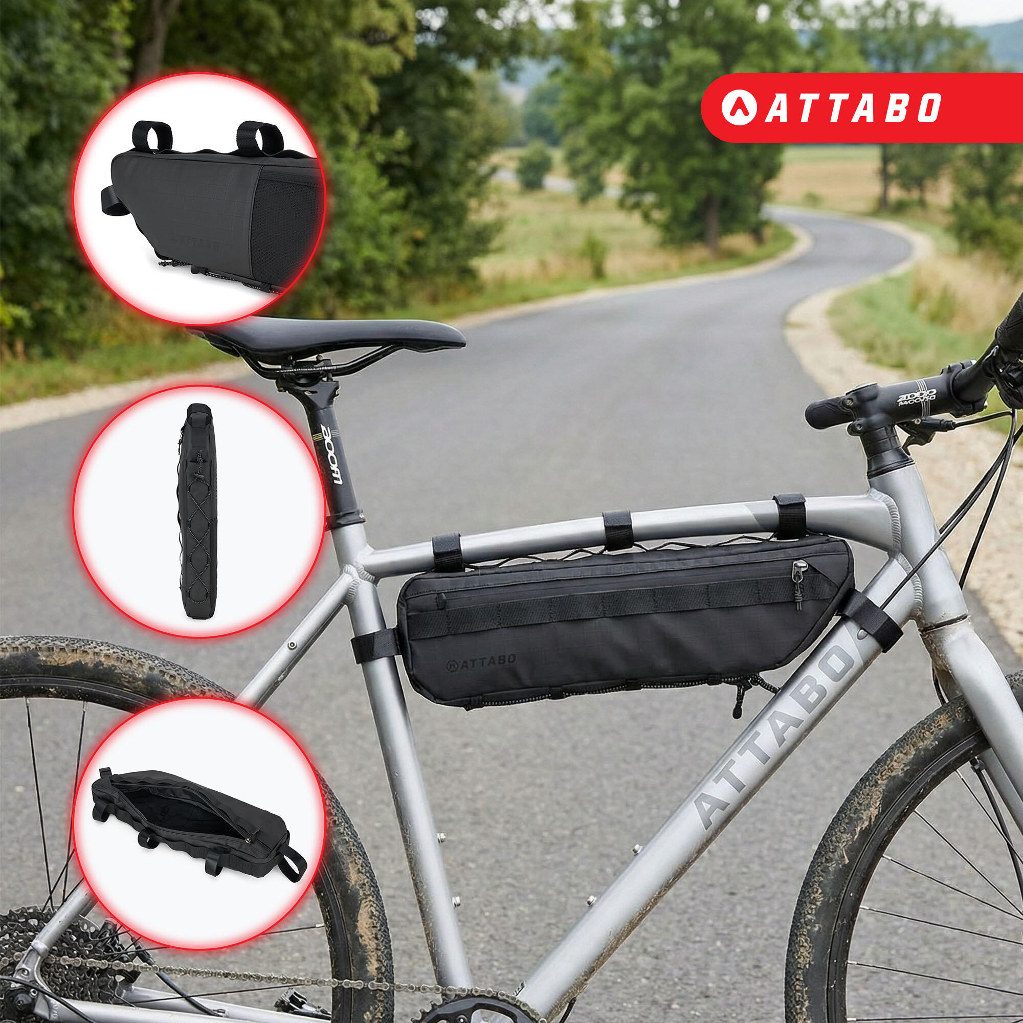 Bolsa de bicicleta para quadro ATTABO Underra M 3,5 l preta 3,5 l 4/6