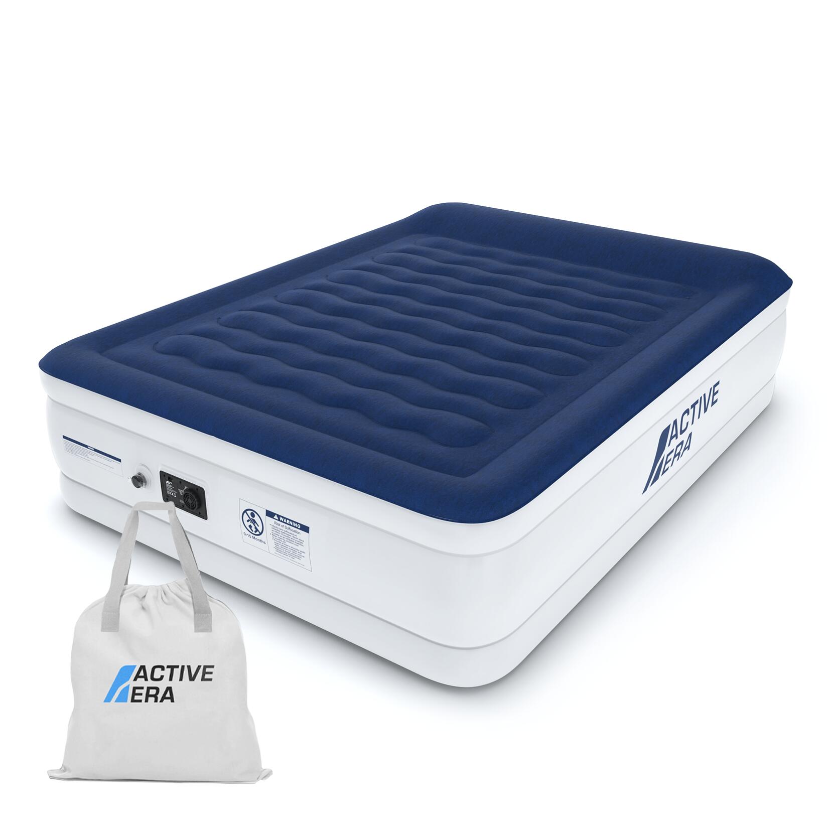Active Era - Lit Gonflable King Size De Luxe Avec Pompe Électrique Et Oreiller Intégré - Matelas Autogonflant - Blanc|bleu - Taille Unique - Decathlon