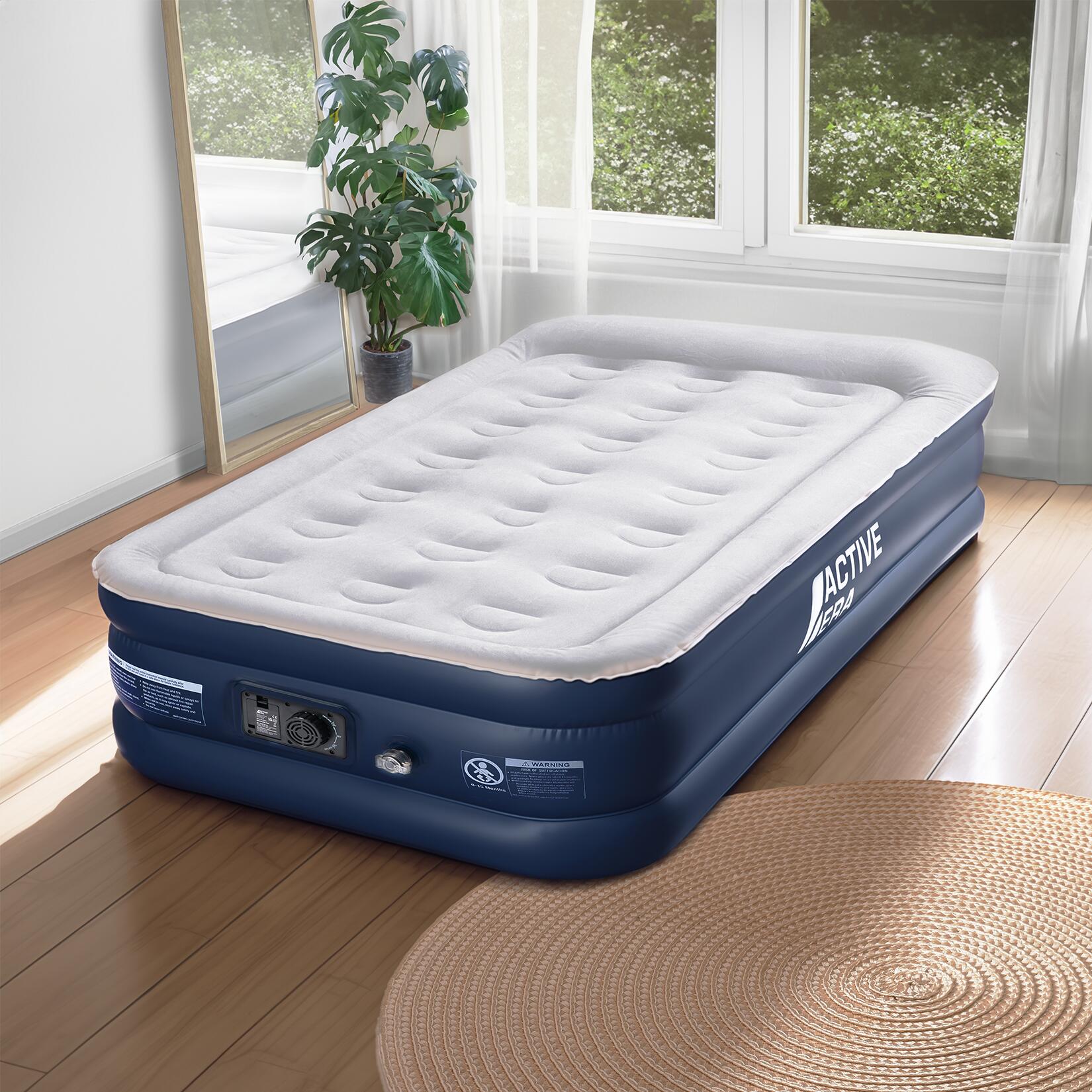 Lit gonflable simple premium avec pompe électrique et tissu imperméable 3/7