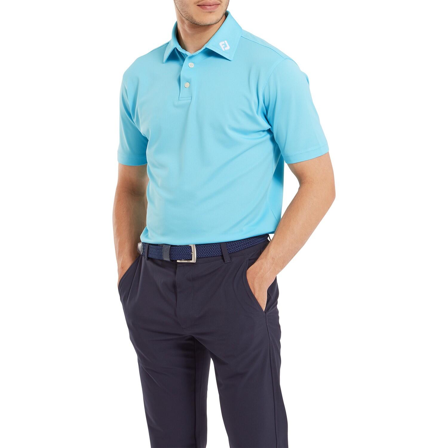 Polo da golf da uomo Footjoy Stretch Pique Solid, blu 2/5
