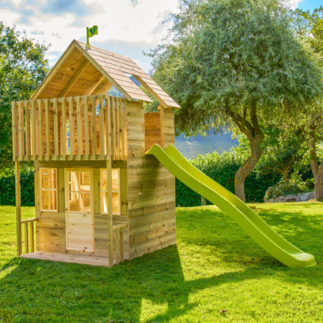 Speelhuis met glijbaan LOFT bruin FSC® 2/5