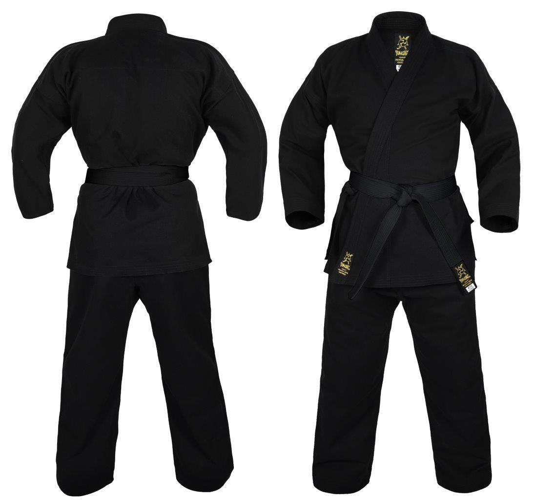 Yamasaki Gold Deluxe Brushed Canvas Karate Uniform (Black)