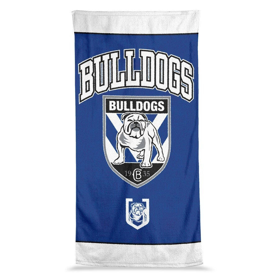 NRL Jumbo Beach Towel - Canterbury Bulldogs - Team Logo - 90cmx170cm