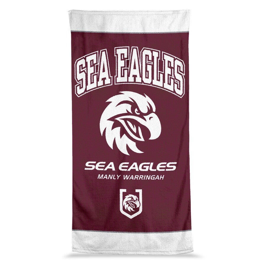NRL Jumbo Beach Towel - Manly Sea Eagles - Team Logo - 90cmx170cm