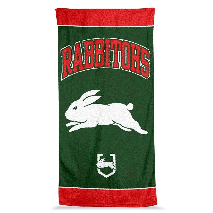 NRL Jumbo Beach Towel - South Sydney Rabbitohs - Team Logo - 90cmx170cm