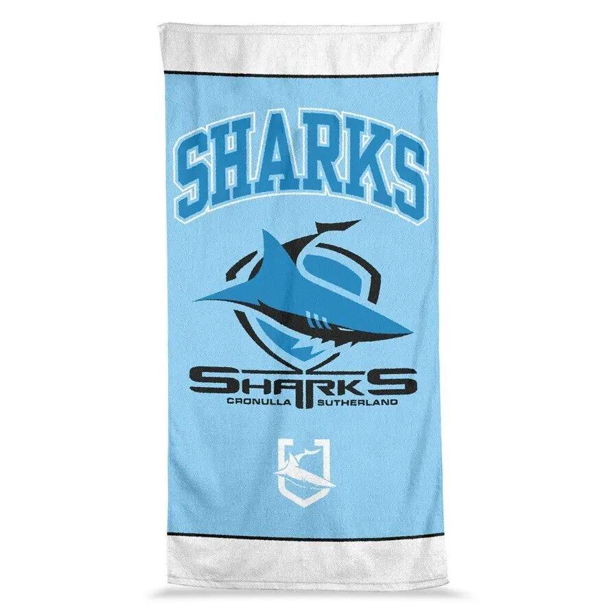 NRL Jumbo Beach Towel - Cronulla Sharks - Team Logo - 90cmx170cm