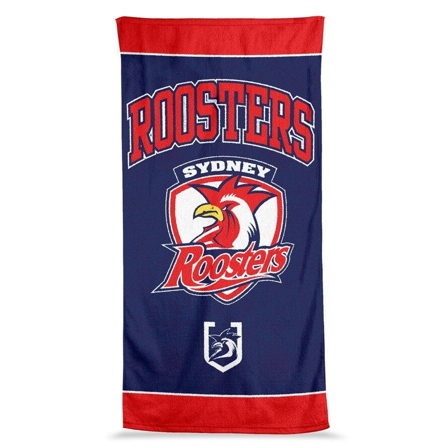 NRL Jumbo Beach Towel - Sydney Roosters - Team Logo - 90cmx170cm