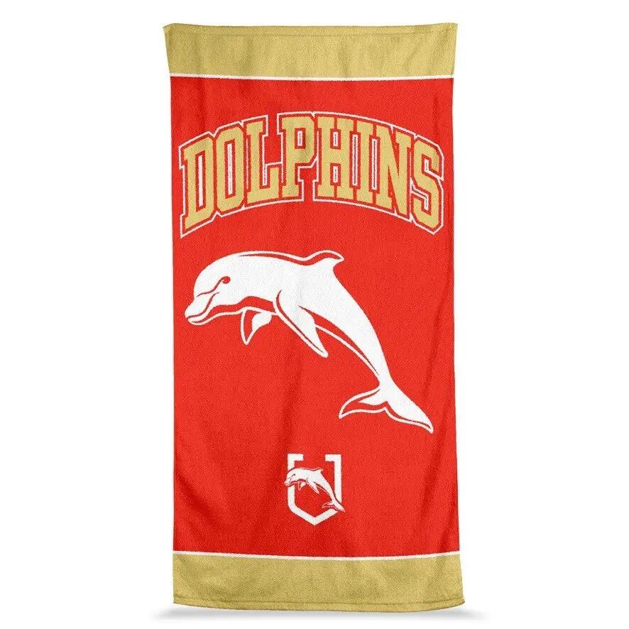 NRL Jumbo Beach Towel - Dolphins - Team Logo - 90cmx170cm
