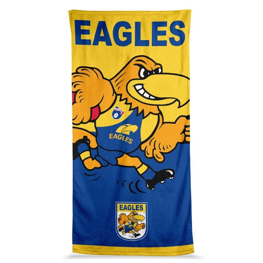 AFL Jumbo Beach Towel - West Coast Eagles - Team Mascot - 90cmx170cm