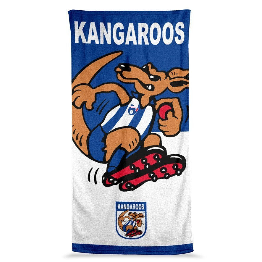 AFL Jumbo Beach Towel - North Melbourne Kangaroos - Team Mascot - 90cmx170cm