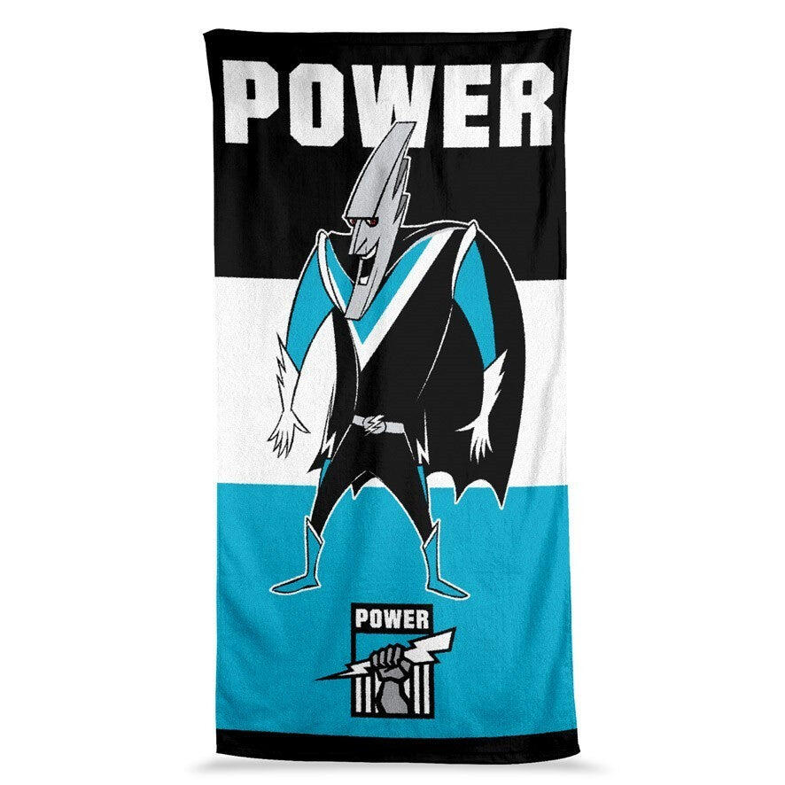 AFL Jumbo Beach Towel - Port Adelaide Power - Team Mascot - 90cmx170cm