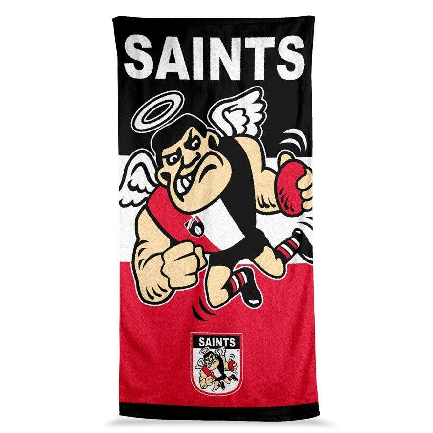 AFL Jumbo Beach Towel - St Kilda Saints - Team Mascot - 90cmx170cm