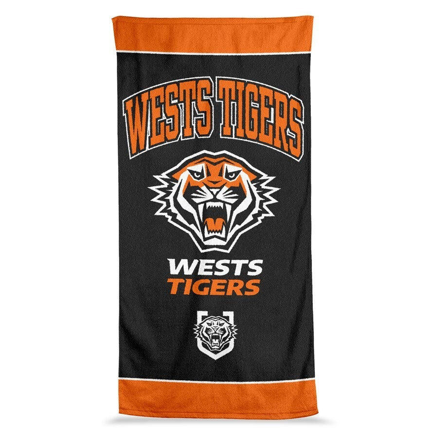 NRL Jumbo Beach Towel - West Tigers - Team Logo - 90cmx170cm