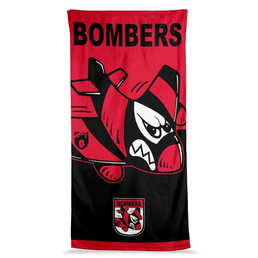 AFL Jumbo Beach Towel - Essendon Bombers - Team Mascot - 90cmx170cm
